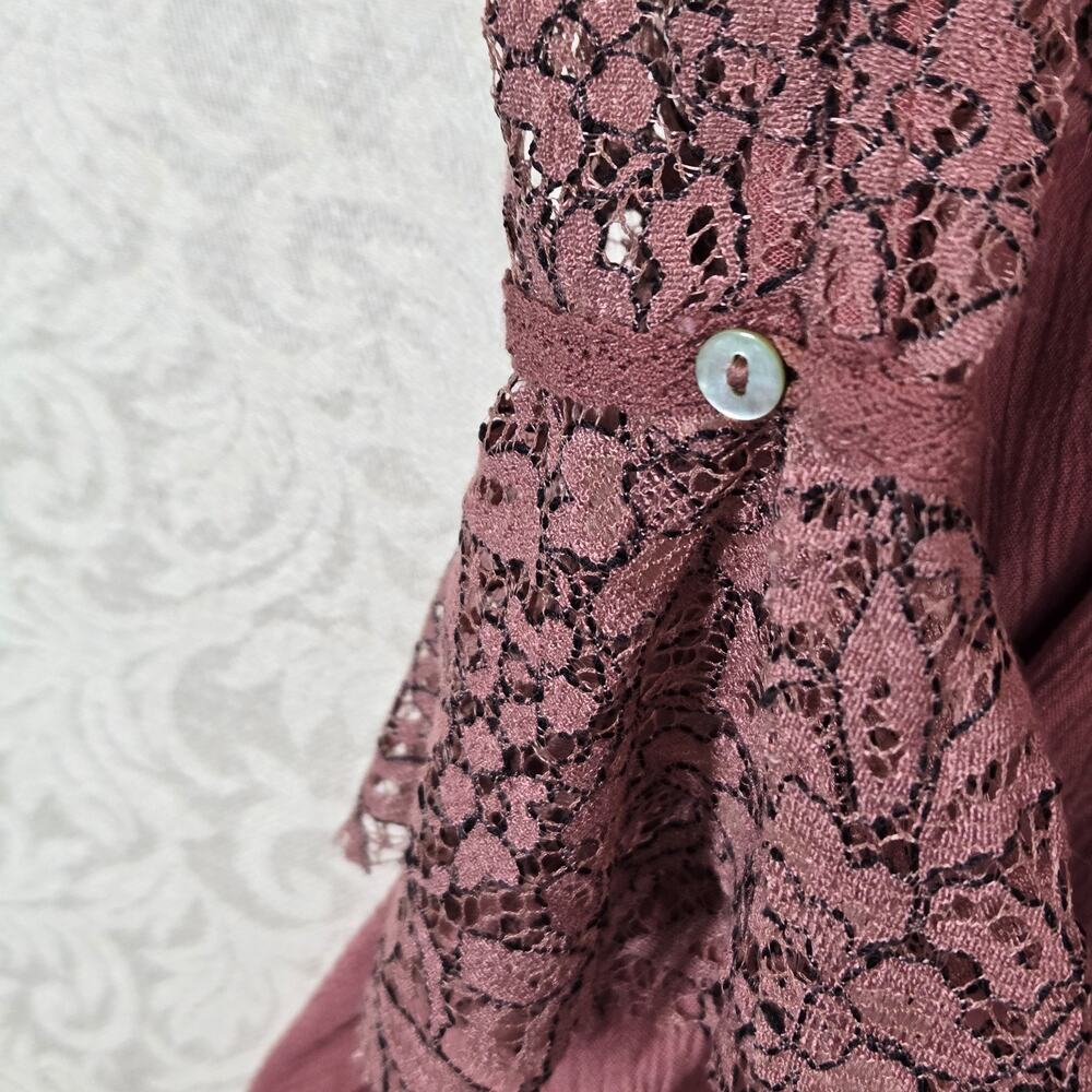 Free People Tell Tale Lace Tunic Dress M Rosy Coral Ethereal Fairycore Boho - Picture 10 of 16